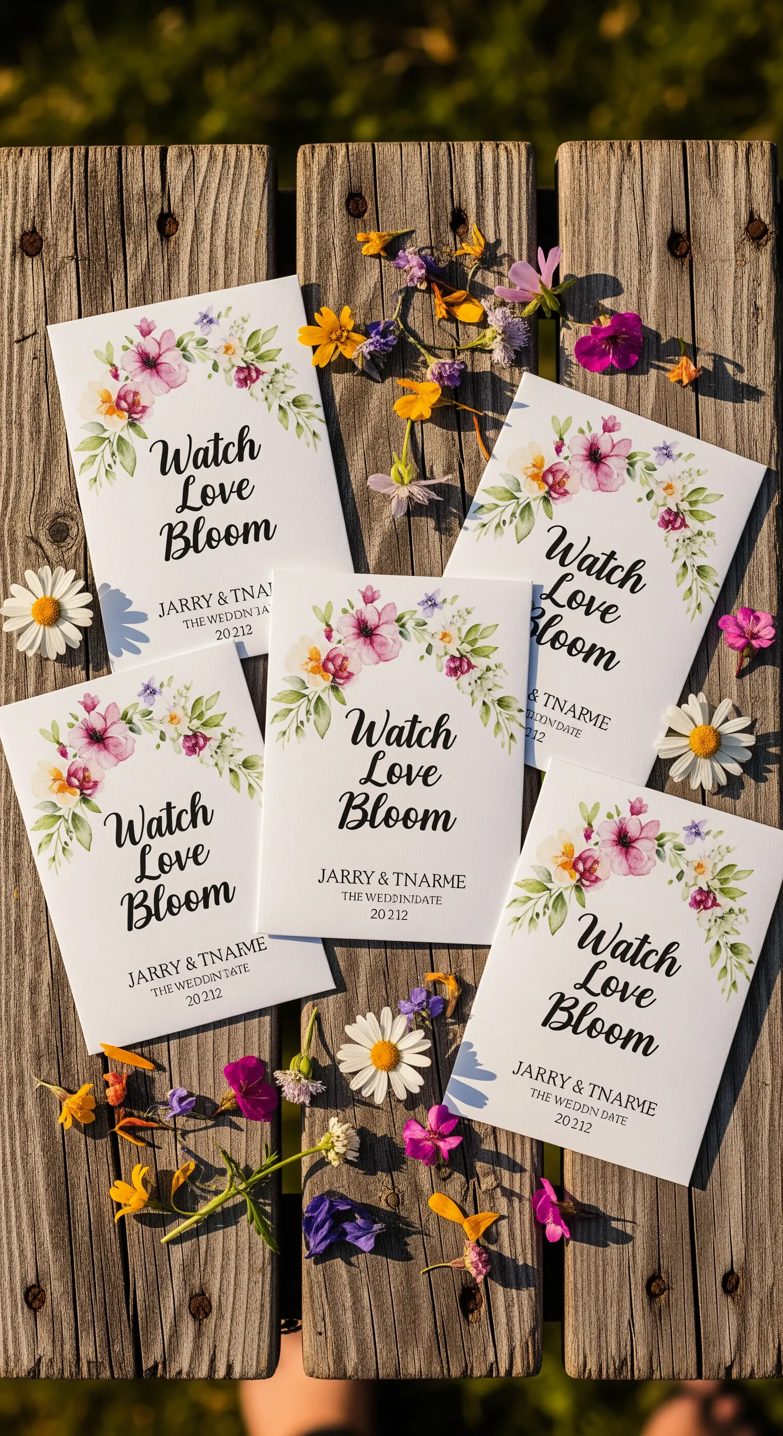 Bustine di semi di fiori personalizzate per matrimonio o addio al nubilato.