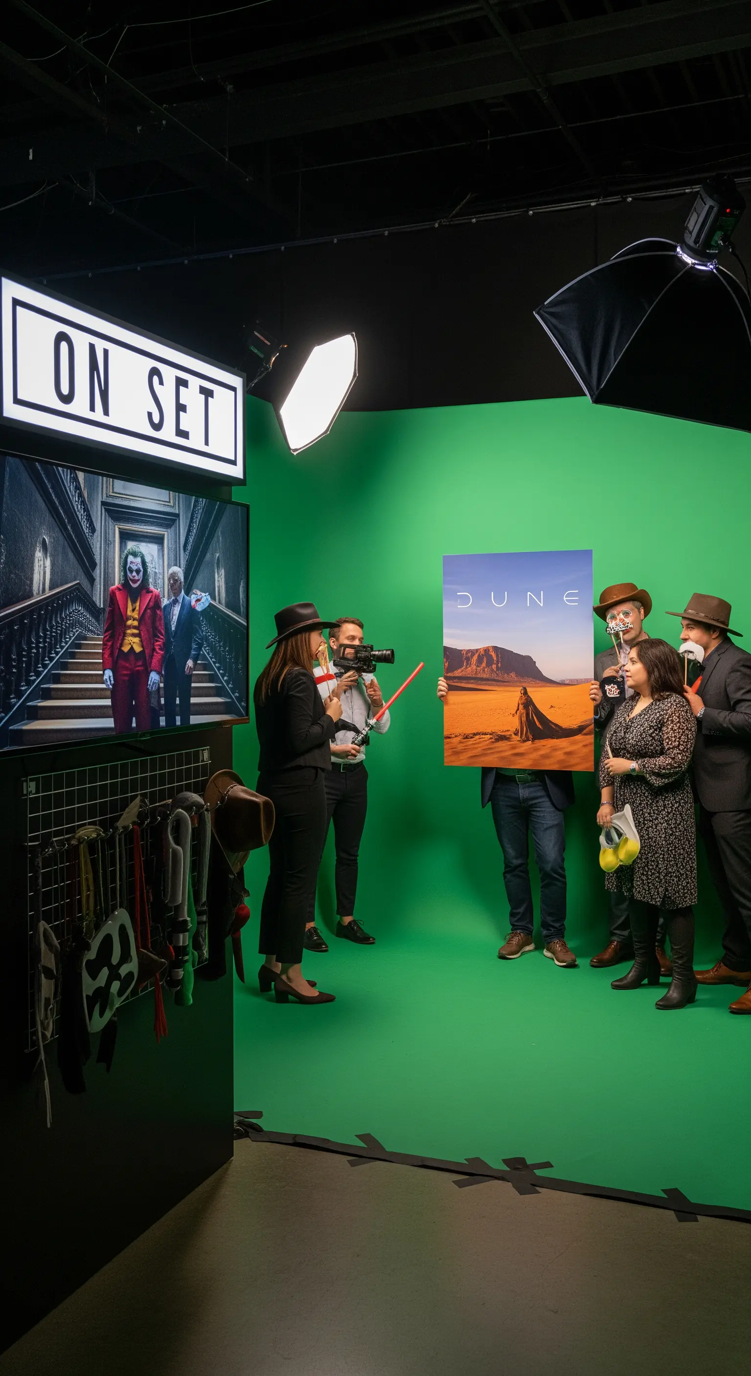 Photo booth con green screen per inserire gli ospiti in scene di film famosi.